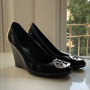 Tory Burch Black Wedge Patent